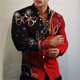 thumbnail image 1 of Camisa clásica con solapa y botones de manga larga con estampado de flores y mariposas para uso diario callejero de moda para hombre, 1 of 6