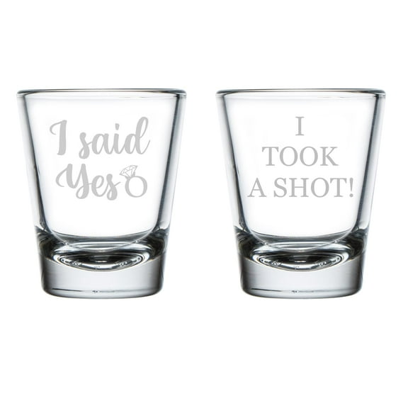 Set of 2 Shot Glasses 1.75oz Shot Glass Gift I Took A Shot I Said Yes Engagement For Couple