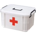 thumbnail image 1 of First Aid Kit Portable Emergency Box Plastic Medicine Storage Box with Buckle, Large Capacity, Classified Storage, Travel Empty Medicine Box for Home Car, 1 of 7