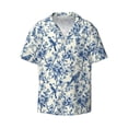 thumbnail image 2 of Lsque Vintage Floral Birds print Men's Cuban Collar Short Sleeve Shirt Summer Beachwear Casual Button Down Fashionable Vacation Leisure Shirt-3X-Large, 2 of 7