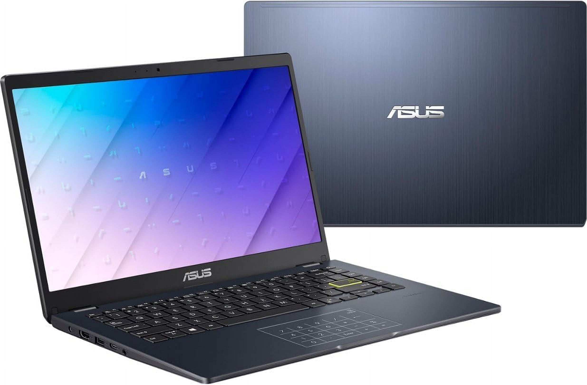 ASUS 14" FHD Laptop for Student and Business, Intel Celeron N4500, 4GB Memory, 64GB eMMC, Intel Iris Xe Graphics, Media Card Reader, Quiet Blue with Tigology Accessories