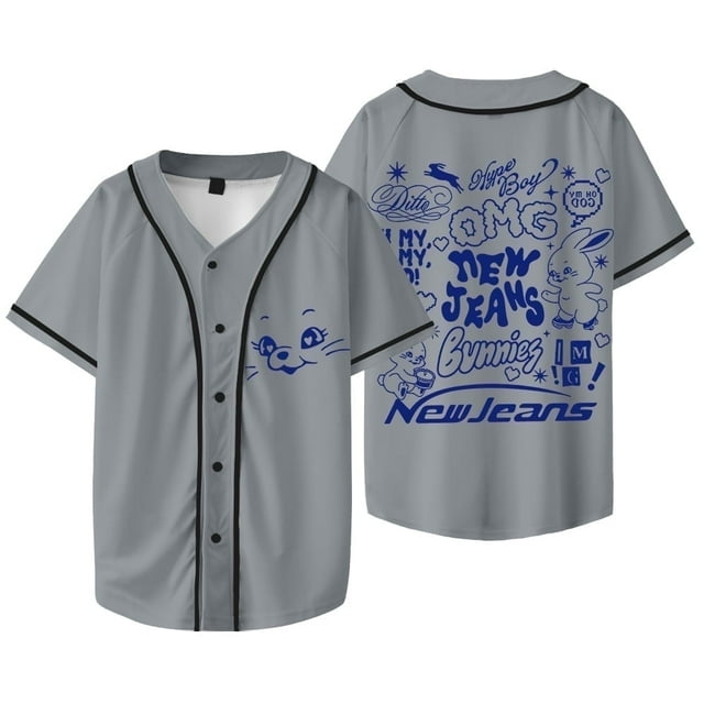 Jeans K-pop New OMG Logo Merch Veste de Baseball T-Shirt Cosplay Femmes Hommes Mode Manches Courtes T-Shirts,TG,Style 7
