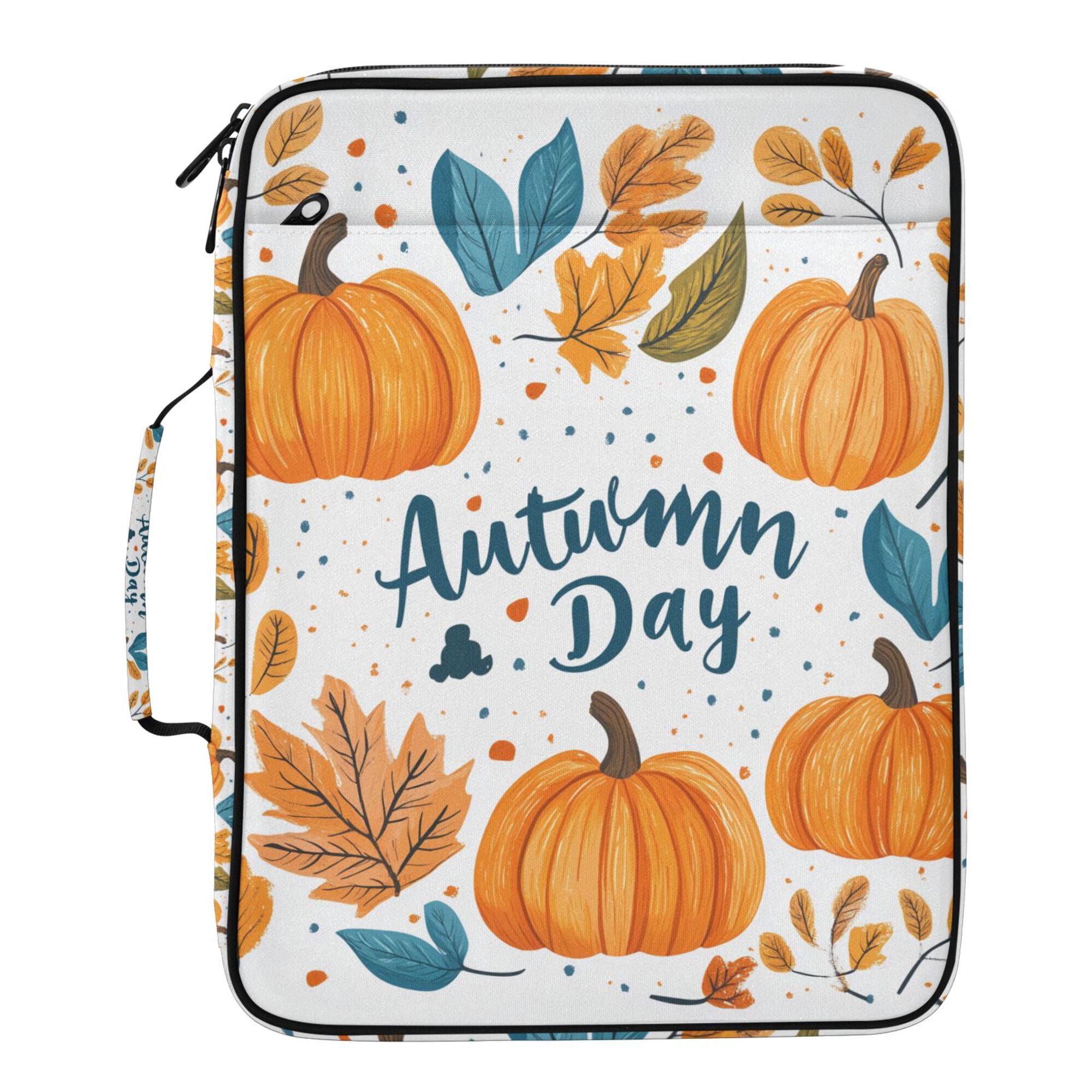 FORMRS Accordion File Folder A4 Size 7-Pocket Expanding Document Organizer Bag with 3 Ring Binder, Pumpkins Pattern