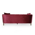 thumbnail image 2 of Noble House Currie Tufted Velvet 3 Seater Sofa, Wine, Dark Walnut, 2 of 12