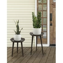 Kate and Laurel Alessia Modern Round Outdoor Plant Stand Set, Set of 2, Bronze, Cast Aluminum Two-Piece Accent Table Set for Use as Indoor or Outdoor Plant Risers with Deckled Edges