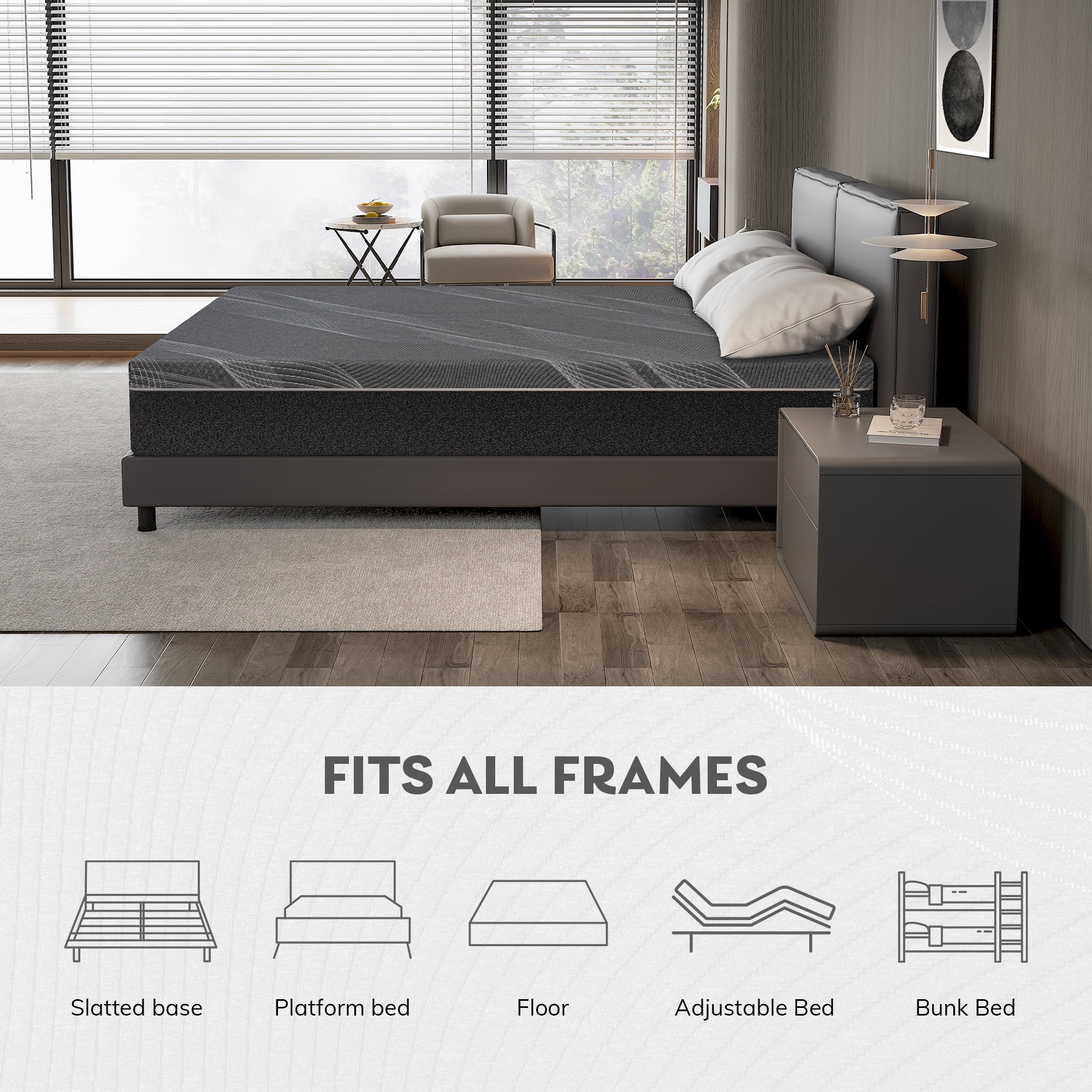 TechForma 12" Twin XL Gel Memory Foam Mattress in a Box, Bed in a Box, Medium Firm Cooling Gel Infused for Pressure Relief & Back Pain, CertiPUR-US Certified