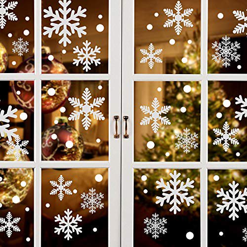 223PCS+ Christmas White Snowflakes Window Clings Decal Stickers for