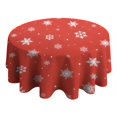 thumbnail image 4 of Red Christmas Snowflake Pattern Round Tablecloth 60"x60",Wrinkle Wipeable Table Cloth for Kitchen Dining Room Picnic Patio Party, 4 of 6