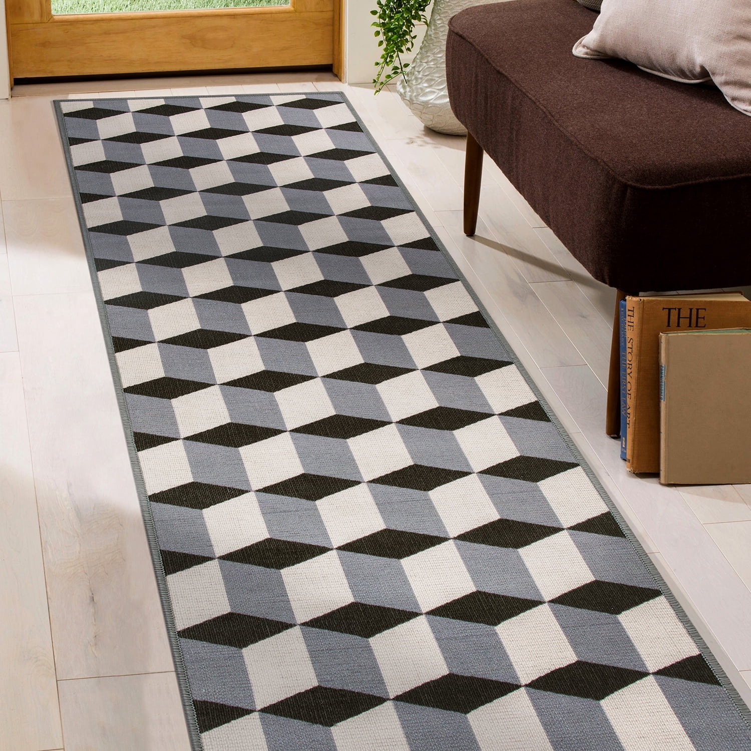 World Rug Gallery Contemporary Geometric Flatweave Indoor/Outdoor Area Rug - GRAY 2'x7'
