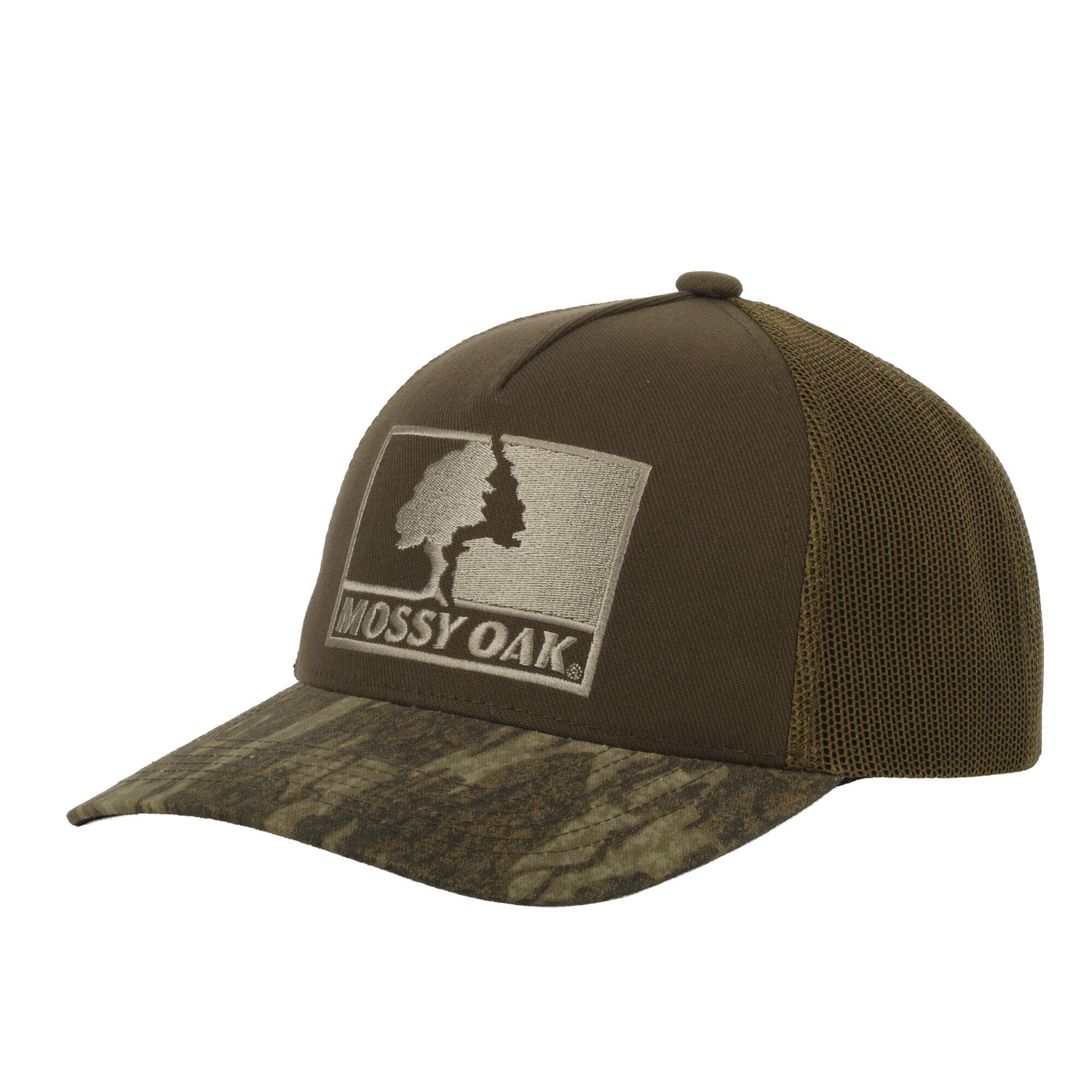 Mossy Oak® New Bottomland Camo Hunting Cap – Mid Profile Mesh Back Snapback, One Size