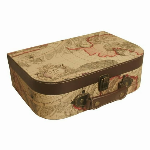 Large Map Faux Leather Suitcase