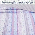 thumbnail image 4 of Cozy Line Shabby Chic Floral Ruffle Stripe 100% Cotton Reversible Quilt Set (Lavender, King - 3 Piece), 4 of 6