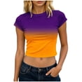 thumbnail image 3 of Fengqque Womens Summer Short Sleeve Crop Tops Crewneck Cap Sleeve T Shirts Loose Fit Basic Tees Yellow XL(XL), 3 of 5