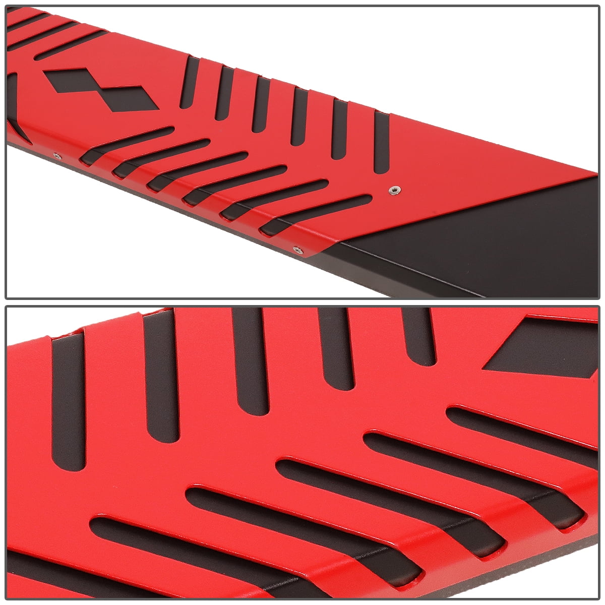 DNA Motoring 5.5" Side Step Nerf Bars Running Boards for 2009-2022 Dodge Ram Crew Cab, Black / Red