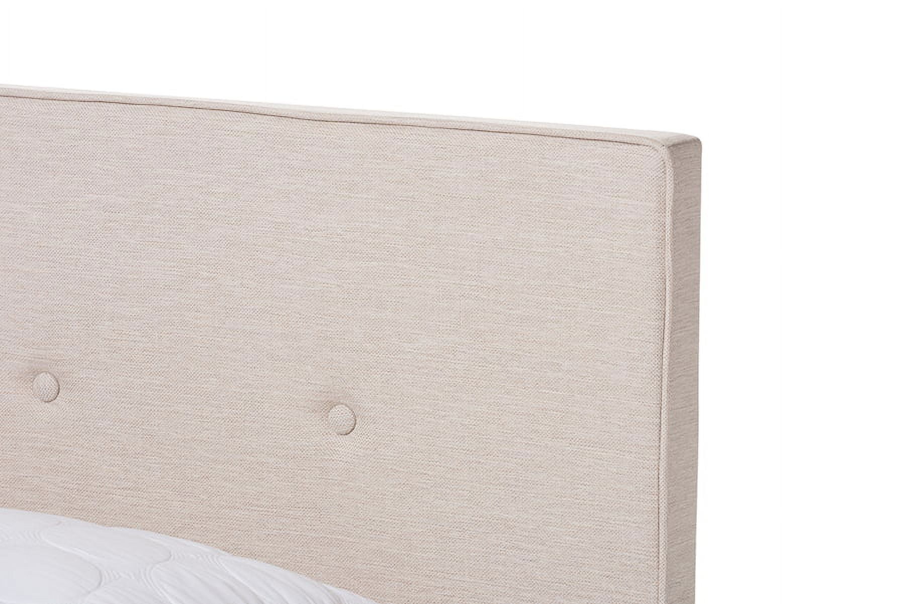 Baxton Studio Hampton Light Beige Fabric Upholstered King Size Bed