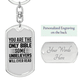 thumbnail image 2 of The Only Bible White Stainless Steel or 18k Gold Premium Swivel Dog Tag Keychain, 2 of 10