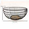 thumbnail image 2 of nu steel Metal Wire Fruit Basket Bowl For Kitchen,Living Room,Office - Large Decorative Centerpiece To Display Fruit, Vegetables, Household Items Or Use As A Gift Basket , Matte black and wooden base, 2 of 4