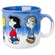 thumbnail image 1 of Silver Buffalo Peanuts con Linus, Lucy, Sally, Charlie Brown, Snoopy y Woodstock Taza de cerámica esmaltada reactiva, 20 onzas, 1 of 6