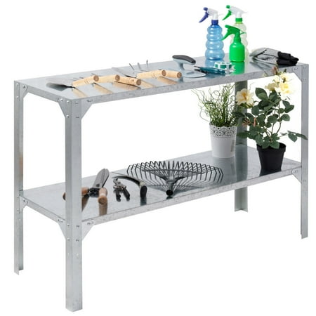 Costway Galvanized Steel Workbench Greenhouse Prepare Work Potting Costway Galvanized Steel Workbench Greenhouse Prepare Work Potting Table Storage Shelves Com
