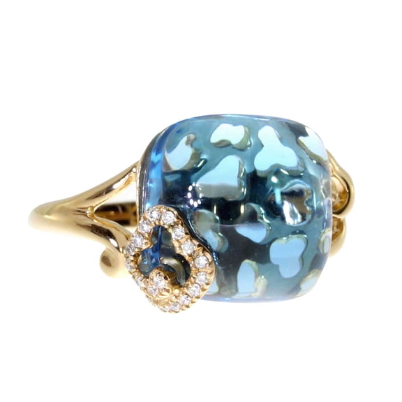 14k Rose Gold Blue Topaz and Diamond Ring