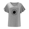 thumbnail image 4 of Camiseta informal para mujer, blusa estampada con volantes, manga corta, cuello en V, Tops Fridja  ghk6812, 4 of 5