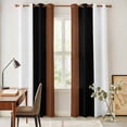 thumbnail image 4 of Brown Black White Kitchen Curtains 84 Inch Length, Contemporary Boho Modern Art Grommet Top Bedroom Living Room Curtains, Light Filtering Cafe Curtain Drapes 2 Panels Set 84''x84'', 4 of 9