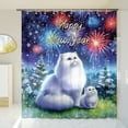 thumbnail image 3 of Happy New Year Persian Family Cheer Winter Midnight Firework Shower Curtain Cat Lover Kitten Owner Gifts Waterproof Bathroom Bathtub Curtain - 02025, 3 of 5