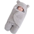 thumbnail image 3 of Manta de Felpa para bebé, para recién Nacidos, Linda Manta de recepción, Suave con Capucha, Saco de Dormir para niñas de 0 a 6 Meses, Color Gris, 3 of 3