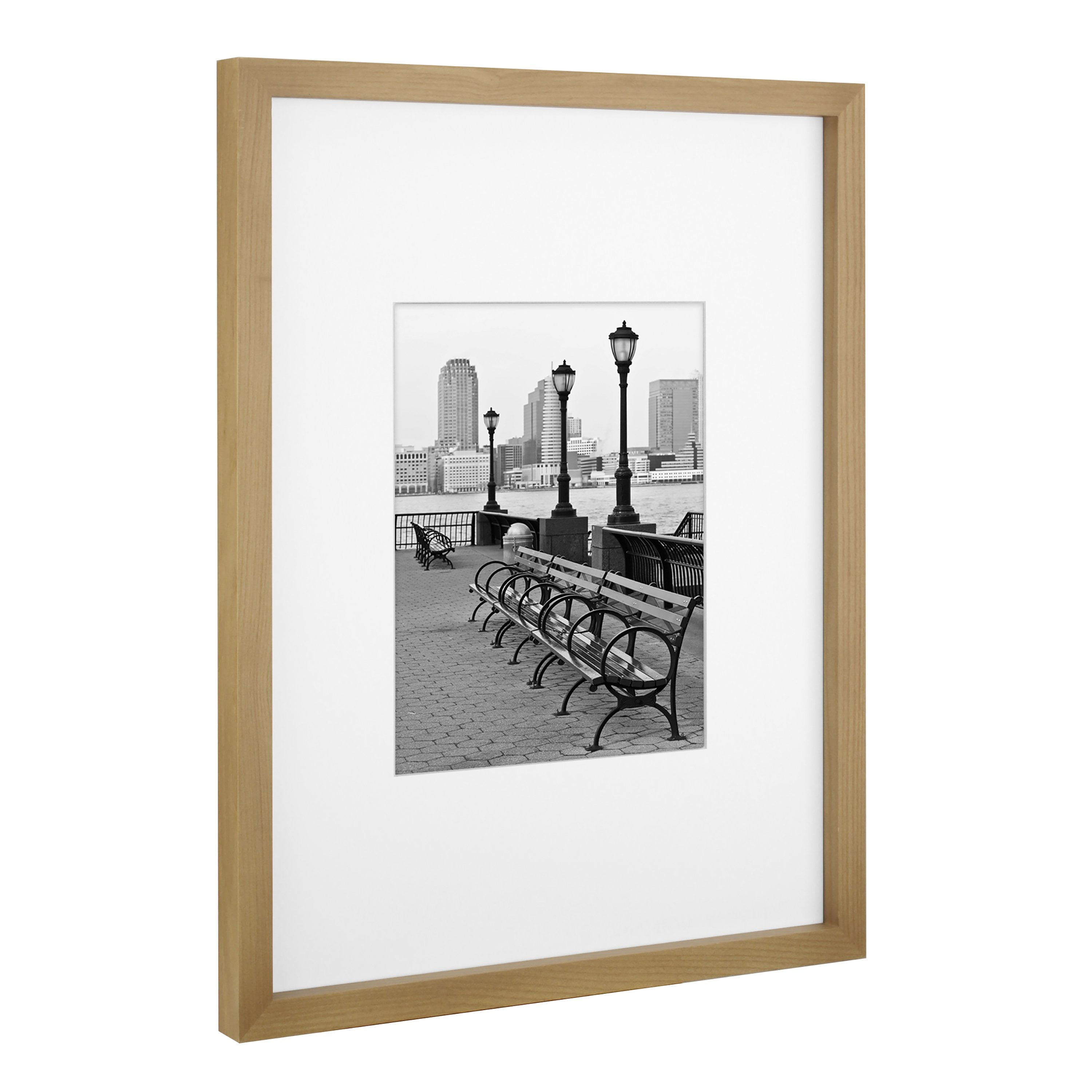 Better Homes & Gardens 14x18 Matted to 8x10 Gallery Wall Picture Frame, Natural Wood, Non Glare