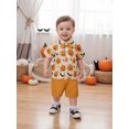 thumbnail image 6 of RUINIXCW Toddler Baby Boy Halloween Gentleman Outfit Infant Boy Summer Fall Clothes Pumpkin Turn Down Collar Short Sleeve Shirt Bowtie and Shorts Set, 6 of 10