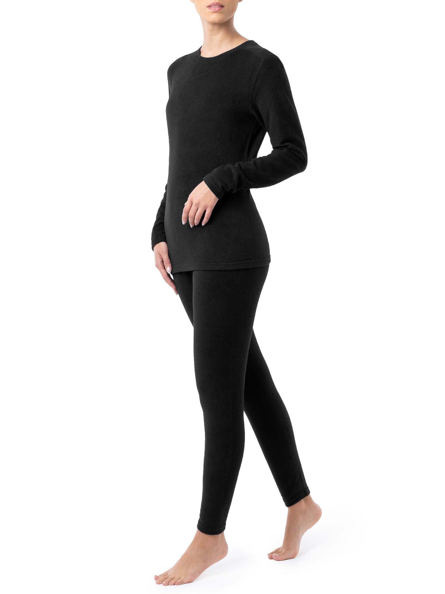 Fruit of the Loom Women's & Women's Plus Stretch Fleece Thermal Top and Bottom Set