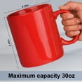 thumbnail image 2 of 30oz Red Ceramic Coffee Mugs Set of 2 for Home and Office Use, 2 of 5