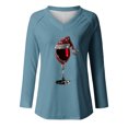 thumbnail image 4 of Kaemgyyd Cute Tops for Women Loose Casual Christmas Print Basic Tee Comfy V Neck Long Sleeve Shirt Trendy Fall Clothing, 4 of 4