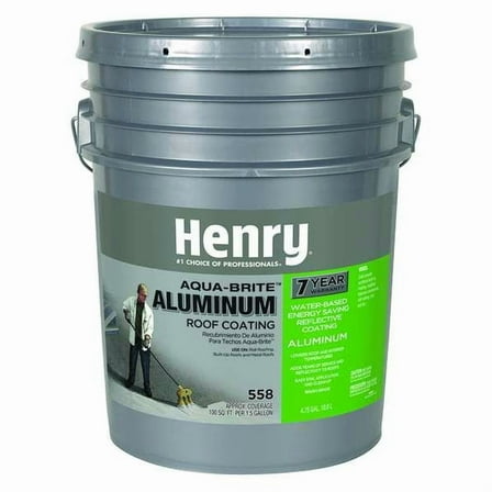 Henry Aluminum Roof Coating, 5 gal, Pail, Silver HE558018