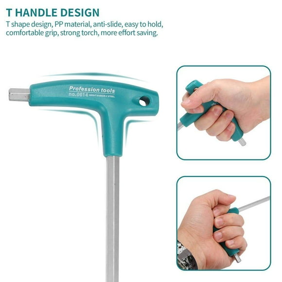 9pcs Allen Wrench Multiple Specification T-Handle Keys Anti-Rust Wrench Repairing Tools For DIY Projects
