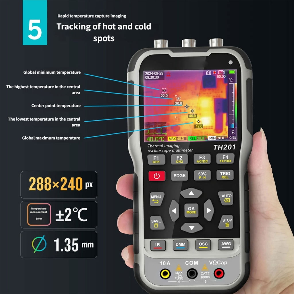 4 in 1 Thermal Imaging Oscilloscope Multimeter Device High Resolution for Electronics