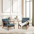 thumbnail image 3 of Aecojoy Accent Chair for Living Room Mid Century Modern Fabric Arm Chair in Blue for Bedroom, 3 of 7