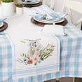 thumbnail image 5 of Contemporary Home Living Garden Bunny Floral Cotton Easter Table Runner - 108" - White and Blue, 5 of 8