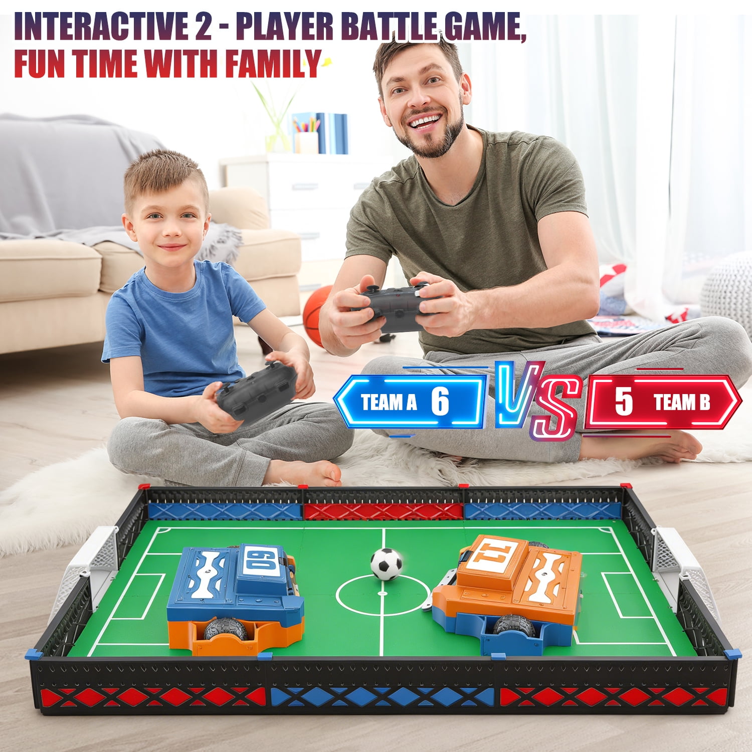 Soccer Robot Board Game Set, Remote Control Battle Robots Arena Set, 2-Player Mini Foosball Table Game, RC Fighting Robots STEM Toy Soccer Gift for Kids and Adults 8-12 Boys Girls