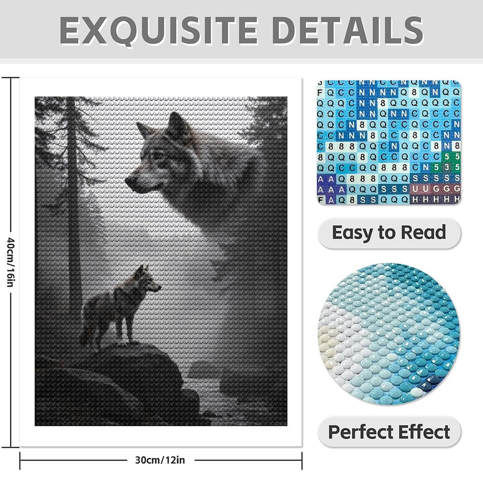 Diamond Art Kits for Adults - 5d Wolf Spirit In Misty Forest Diamond Painting for Adults, Diamond Art for Adults Beginners, Diamond Painting Kits for Adults for Home Wall Decor
