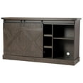 thumbnail image 2 of Sliding Barn Door TV Stand, Vintage Rustic TV Cabinet Stand Fit Up to 65-inch TVs, Storage Cabinets with 2 Gliding Doors & Adjustable Shelves, Home Living Room Furniture, 2 of 8
