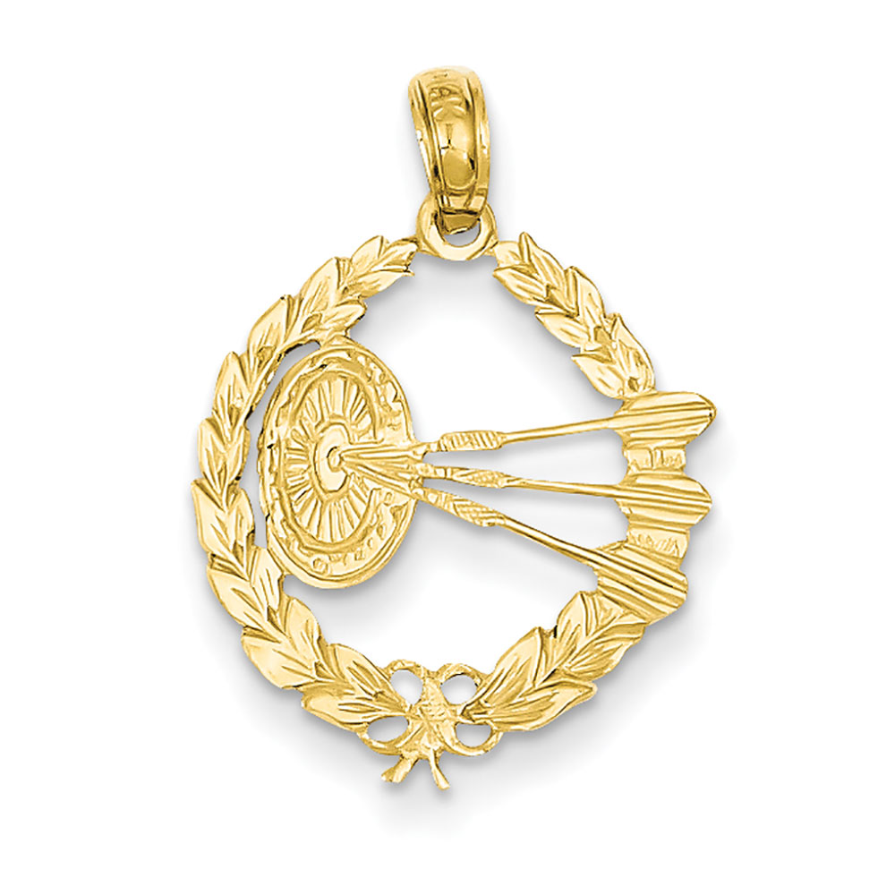 Jewelry Stores Network 14K Yellow Gold Dart Board And Darts Pendant
