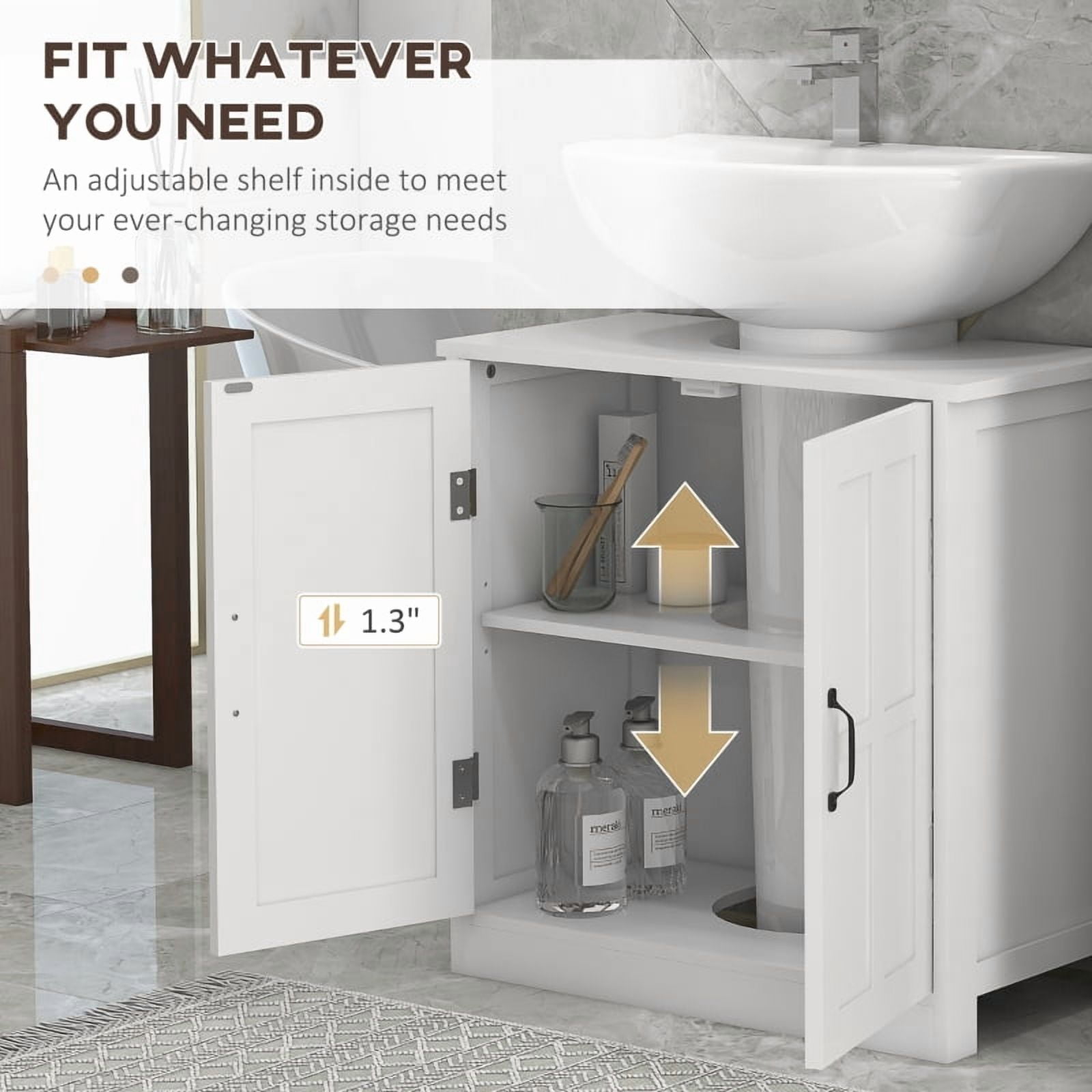 Alvantor Pedestal Sink Storage Cabinet with Adjustable Shelf & Barn Doors for Bathroom 23.6"x11.8"x23.6" White