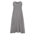 thumbnail image 4 of CHOK Robe en Lin Sans Manches Grande Taille pour Femmes Été Col Fluide Robe Longue de Plage Poches Robe Maxi Décontractée (3TG Bleu Ciel), 4 of 7