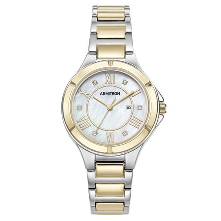 Armitron Women's Two-Tone and Mother of Pearl Swarovski Crystal Watch