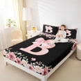 thumbnail image 3 of Erosebridal Bow Monogrammed B Girls Queen Sheet Sets, Pink Flower Bed Set, 4-Piece, 3 of 5