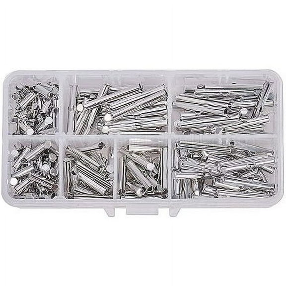 200 Pcs 5 Styles Iron Slide On End Clasp Tubes Slider End Caps Connector for Jewelry Making Platinum