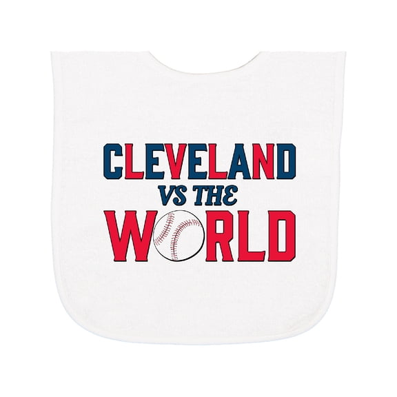 Inktastic Cleveland Vs. the World Blue and Red with Baseball Baby Terry Cloth Bib