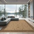 thumbnail image 2 of ODIKA 6'x9' Washable Area Rug Warm Beige Floral Elegance Intricate Border Classic Garden Motifs in for Family Room, Living Room, Master Bedroom, Non-Slip, Easy Care, 2 of 7