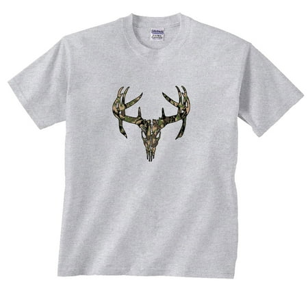 About Hunting T-shirt - Camouflage Deer Skull Camo 12 Point Hunting T-Shirt Clearance